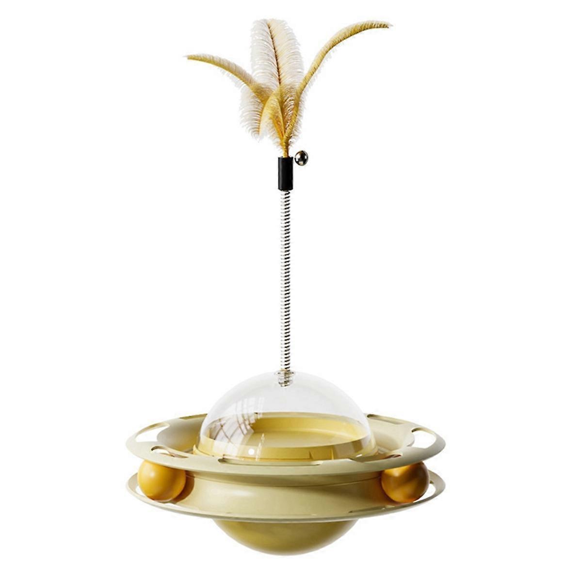 4-in-1 Cat Toy with Treat Dispenser, Rolling Balls, Teaser Stick & Turntable Tumbler - Interactive Fun