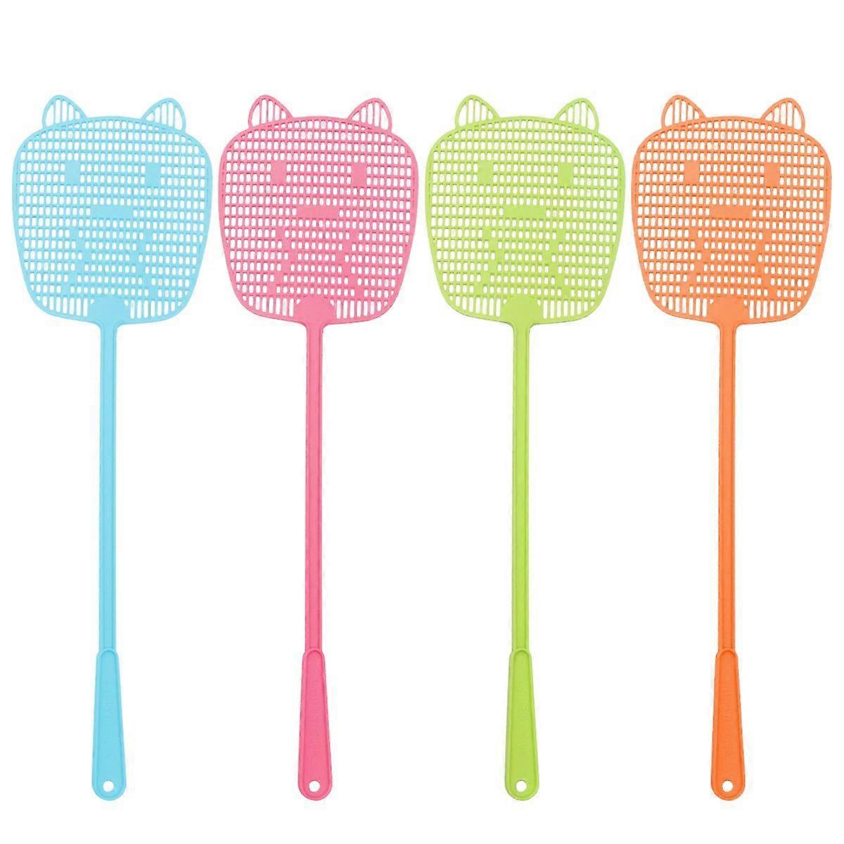 10Pcs Double-Side Fly Flapper Fly Killing Household Use Racket Shape Assorted Color For Control