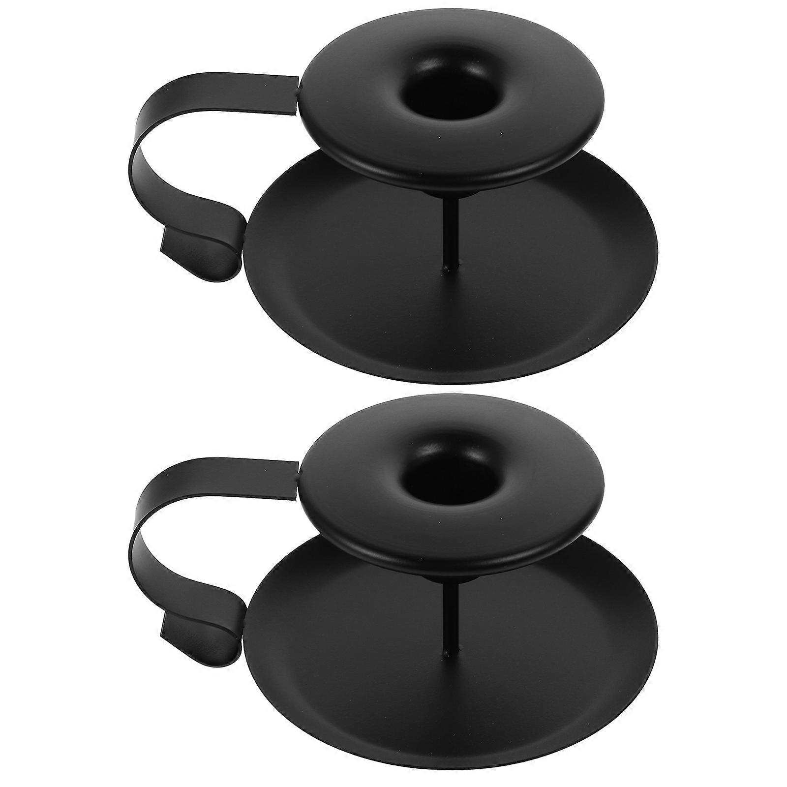 2pcs Iron Taper Candle Holder with Handle Vintage Candlestick for Wedding Centerpiece Windowsills Table Top and Mantle Displays