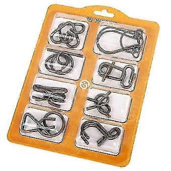 2 Yellow Metal Wire Puzzle Mind Brain Teaser Toy