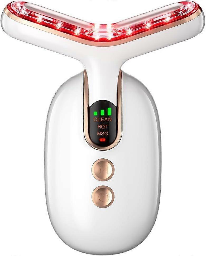 Neck and face massager, face contouring tool for skin care and double chin with vibration, heat energy(WHITE)