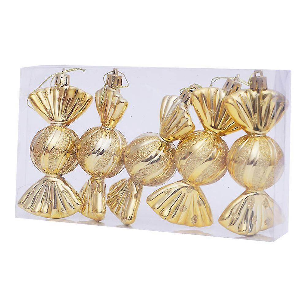 Golden Candy Shape Christmas Tree Ornament 5Pcs Set 11X4CM Perfect For Xmas Decor And Special Occasions