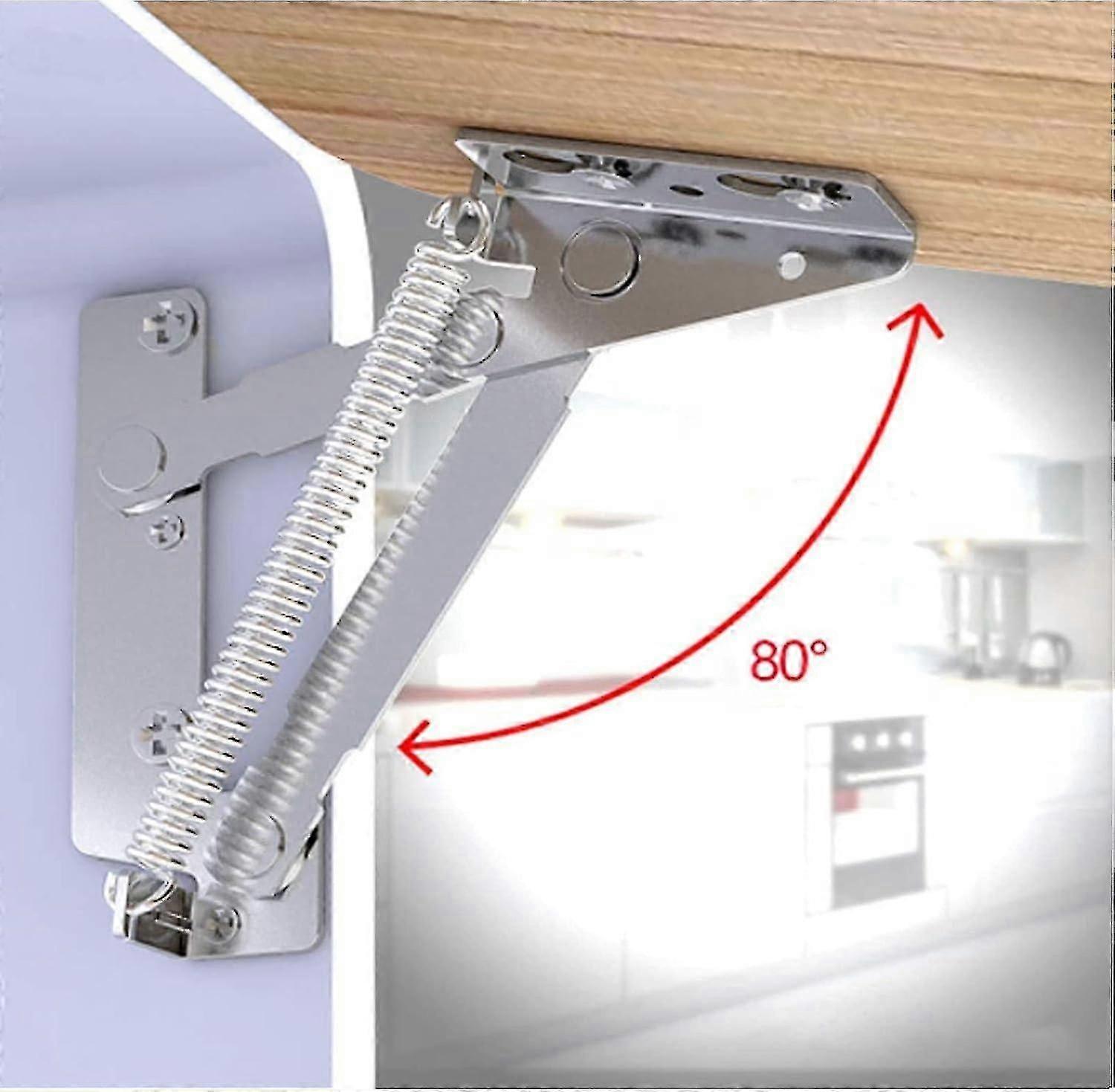 Hydraulic Kitchen Cabinet Door Hinge Lift Spring Flip Bracket Silver