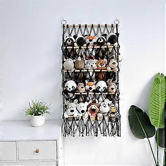 Organizer Appeso A Parete Animale Farluppo Giocattolo Rete Amaca Nursery Peluche Giocattolo Di Stoccaggio Boho Macramè, Multicolore