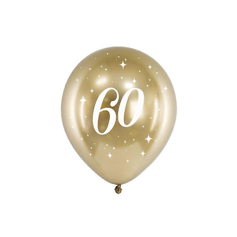 Gold 60th Birthday Balloons | Age Party Venue Decoration Milestone Backdrop x 6