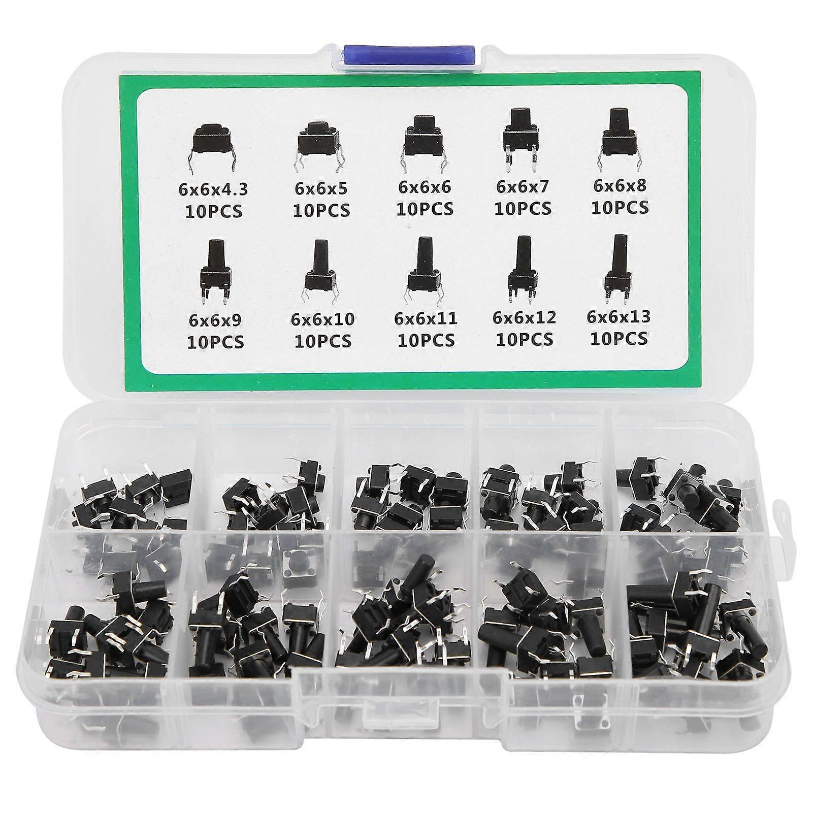 100Pcs Tactile Push Button Switch for TV Audio Computer Electronic Product Control