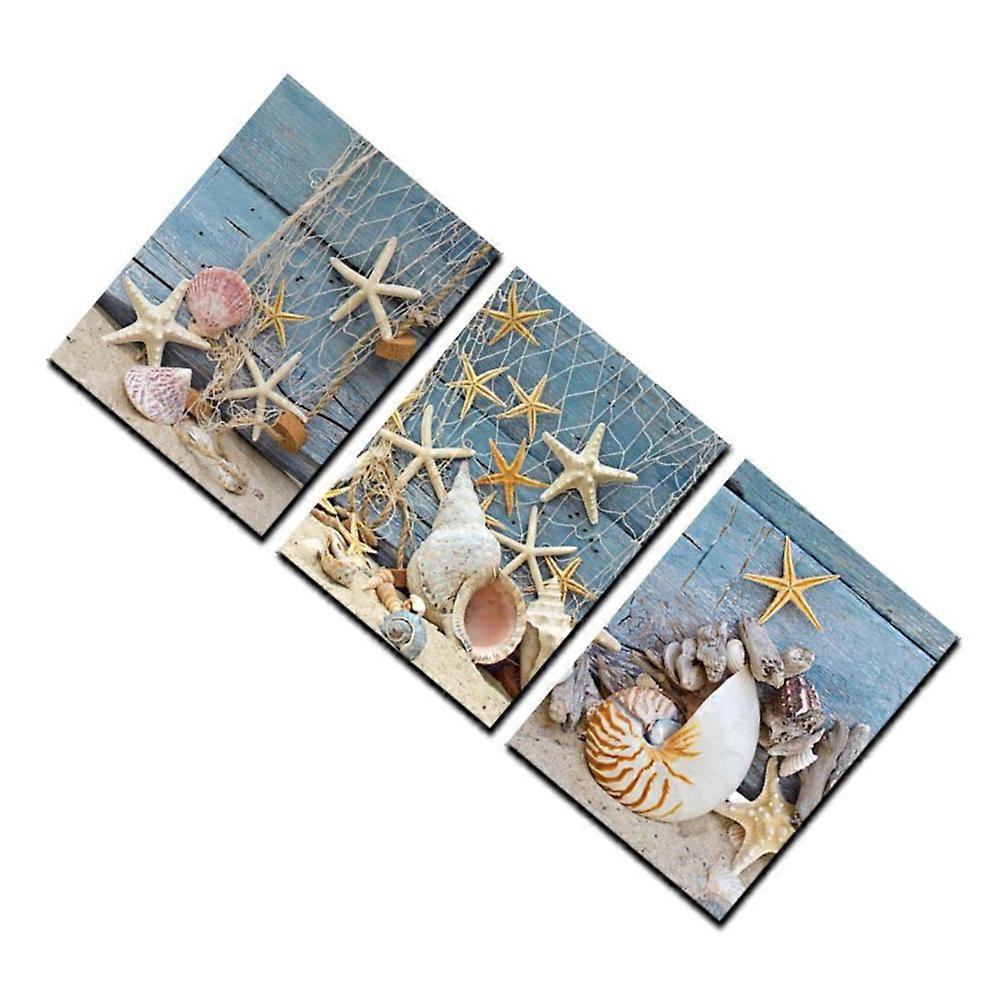 Sea Star Conch Hanging Paintings for Home Decor 3Pcs Beautiful Set
