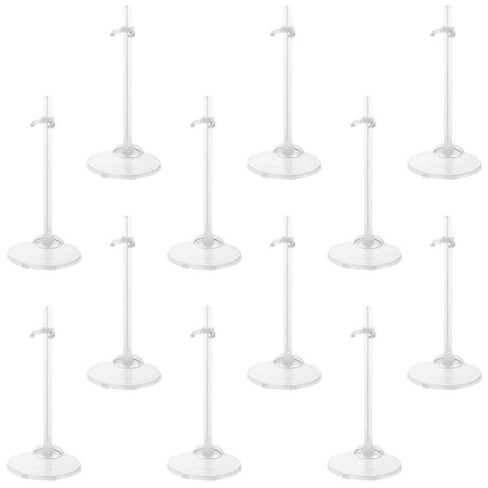 Doll Display Rack Plastic Stand for Holding Use with 12Pcs Transparent Supports