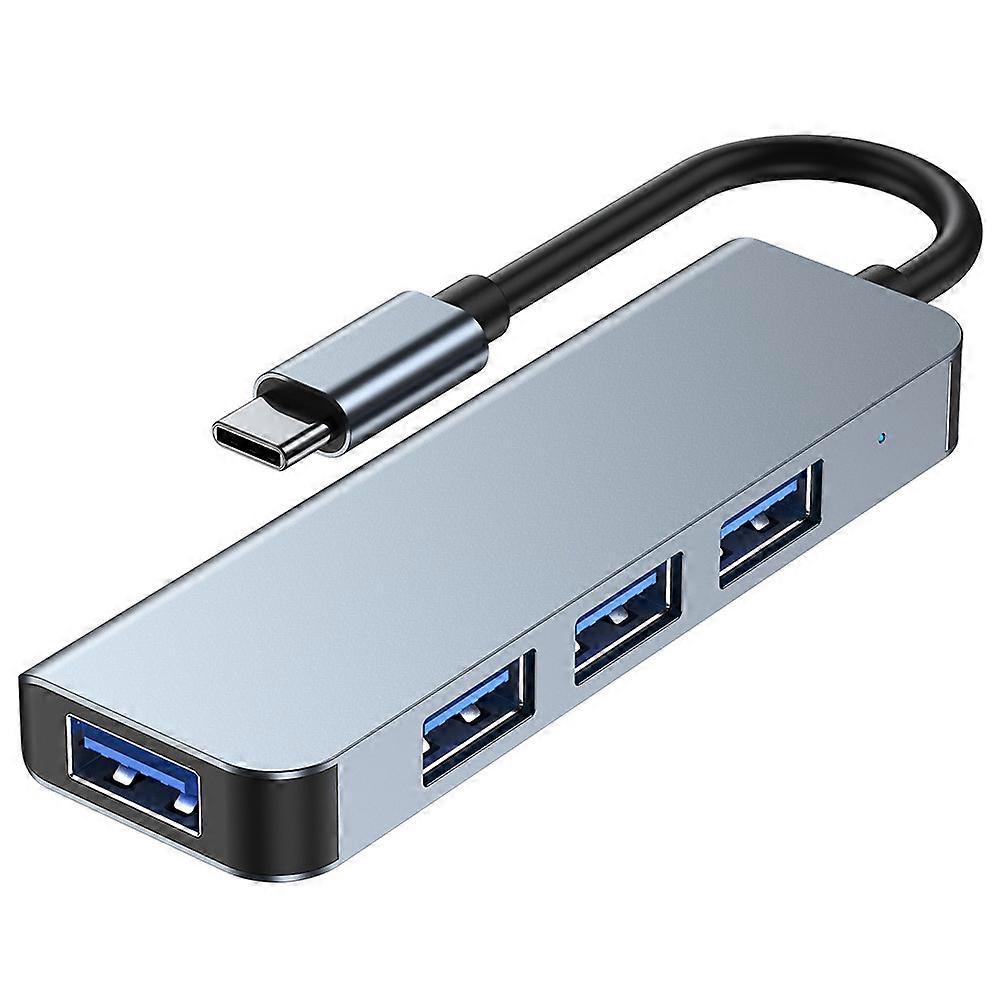 USB USB Type- 4 Ports for Tablet Office Use Aluminum Alloy Grey Interface Expansion 1Set