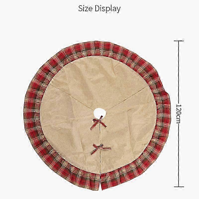 Christmas Tree Cover Skirt Foot Plaid Decoration 120cm for Home Holiday Party