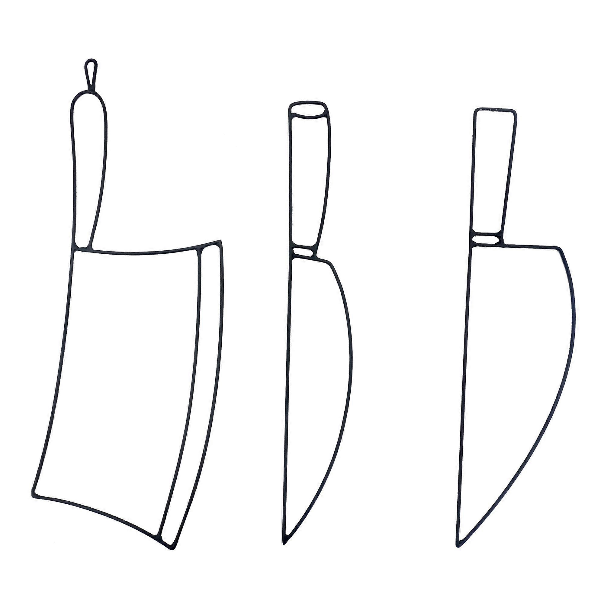 Metallkunst Messer als 3er Set in schwarz
