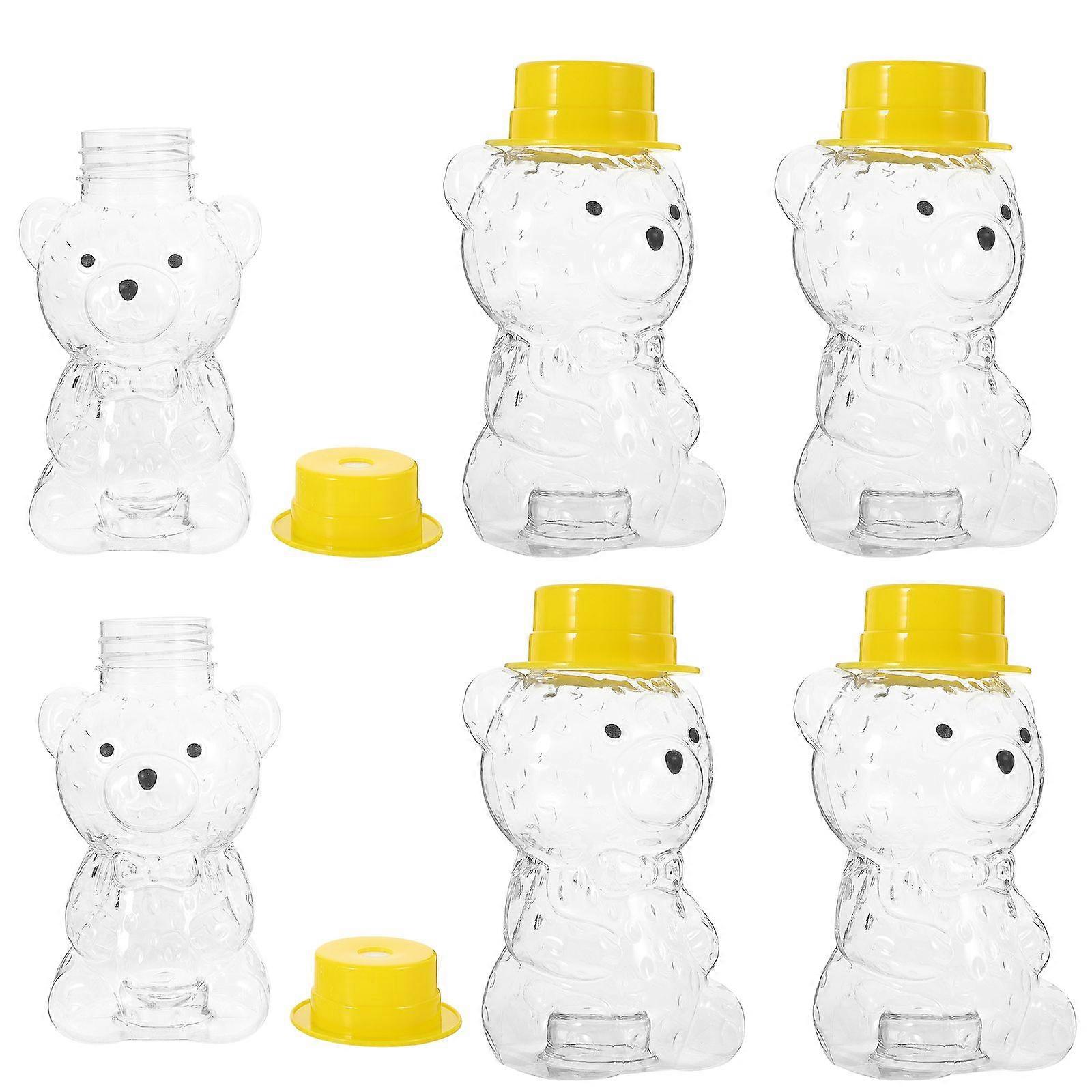 6pcs Plastic Beverage Bottle Transparent Drinking Bottle Empty Water Bottle Bear Shaped Bottle