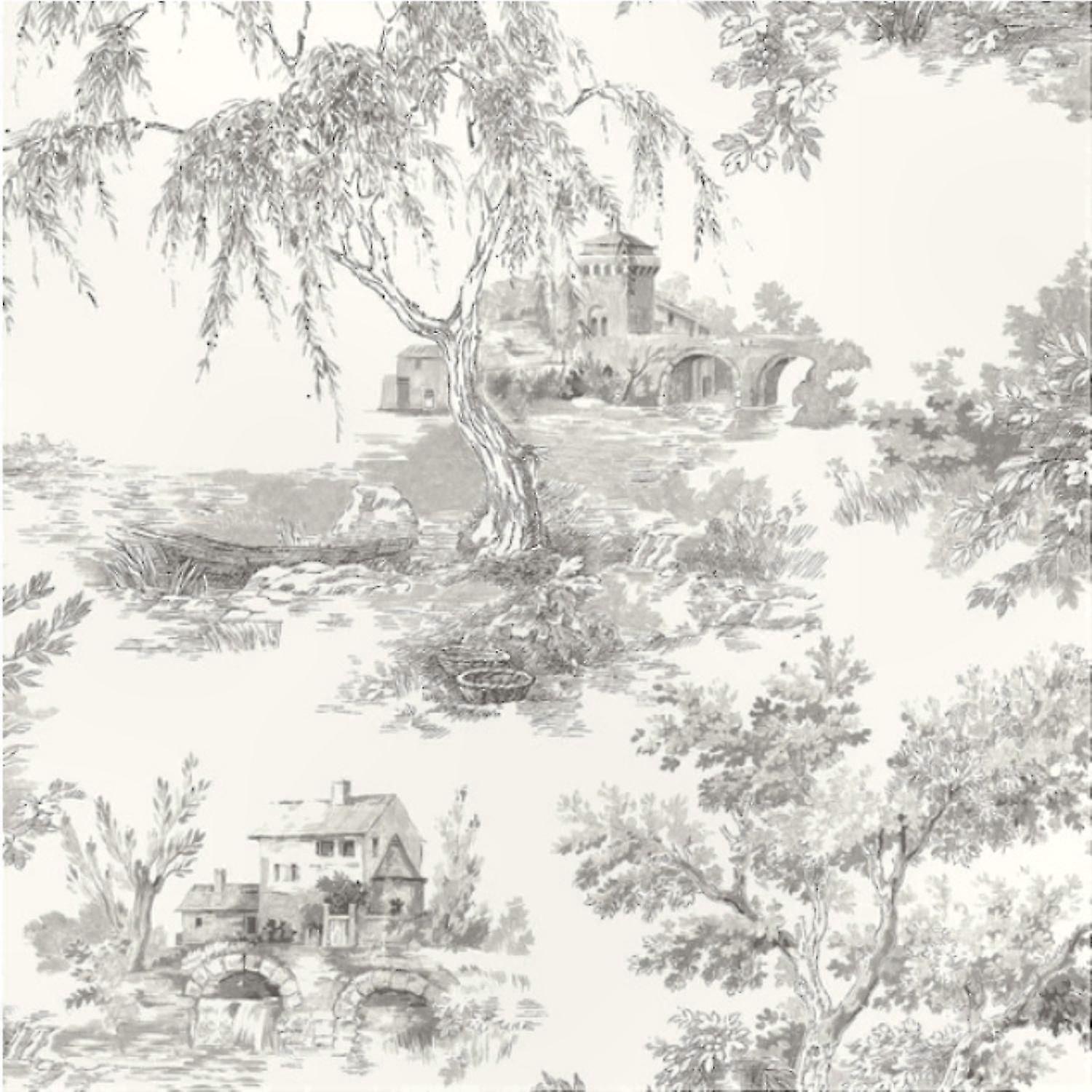 Gray Toile Wallpaper for Home Decor