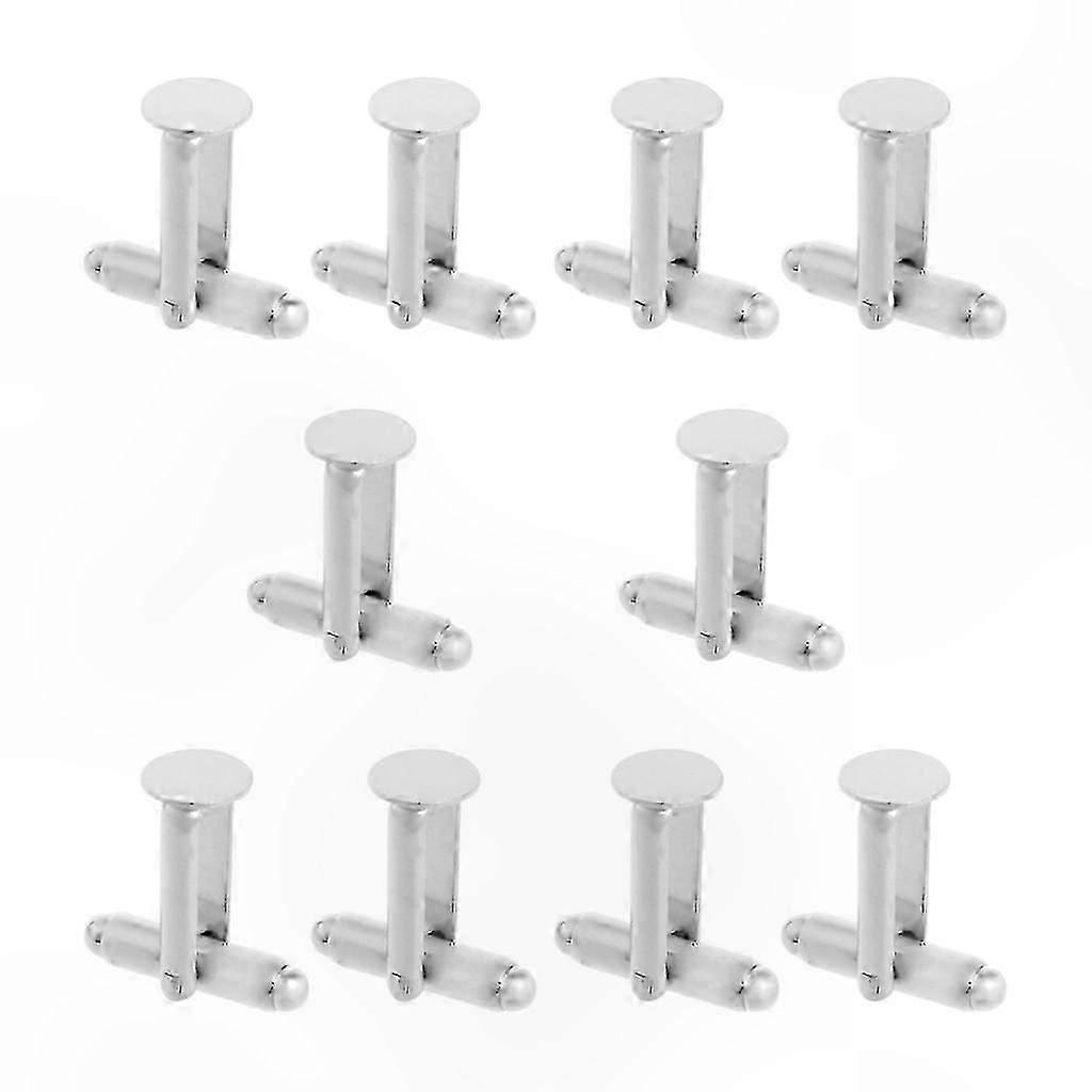 Classic 10 Pcs Silver Tone Cufflinks with Piercing Design for Men Blanks Backs 0.31 Size