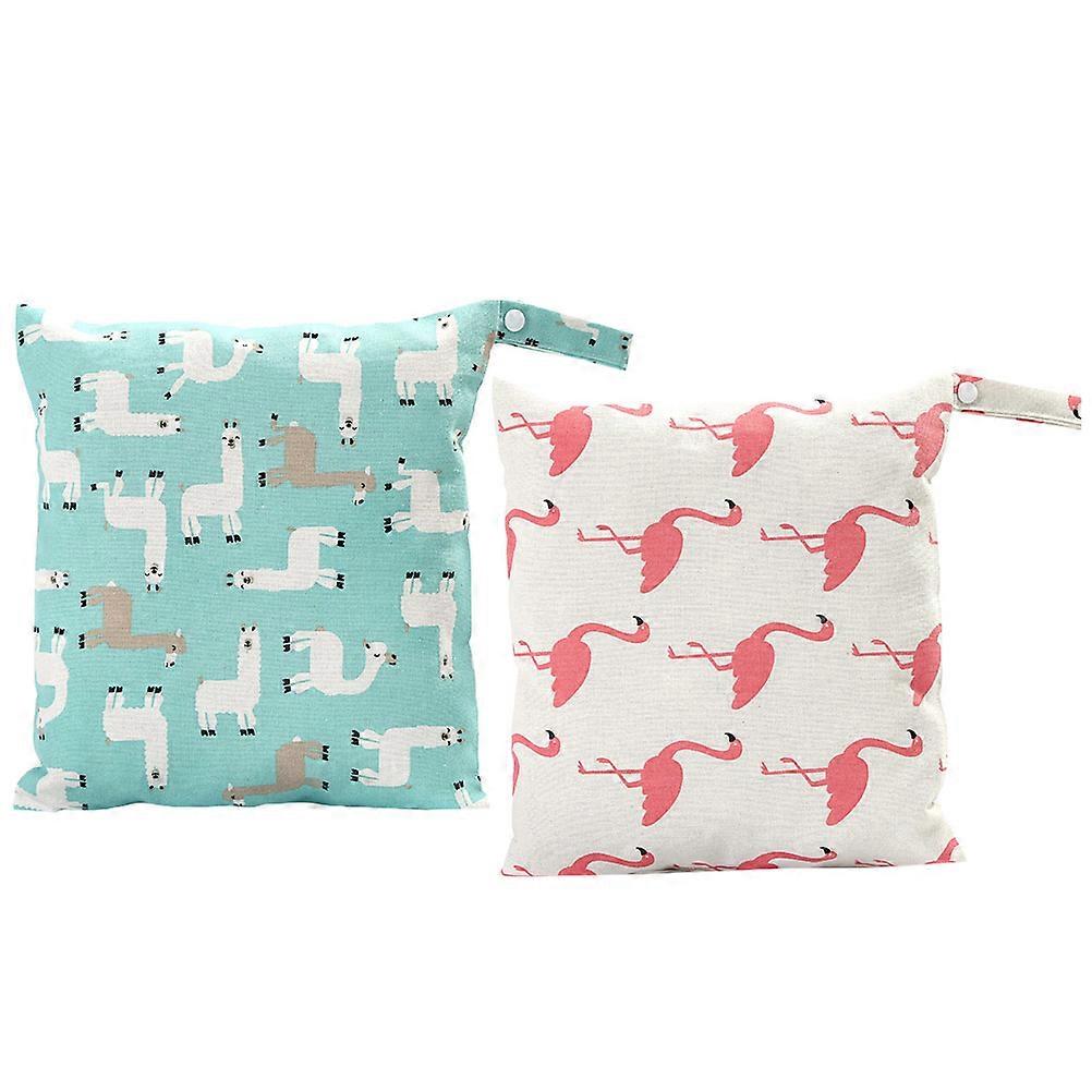Reusable Blue Diaper Storage Bag for Storage 2Pcs Durable Linen Material