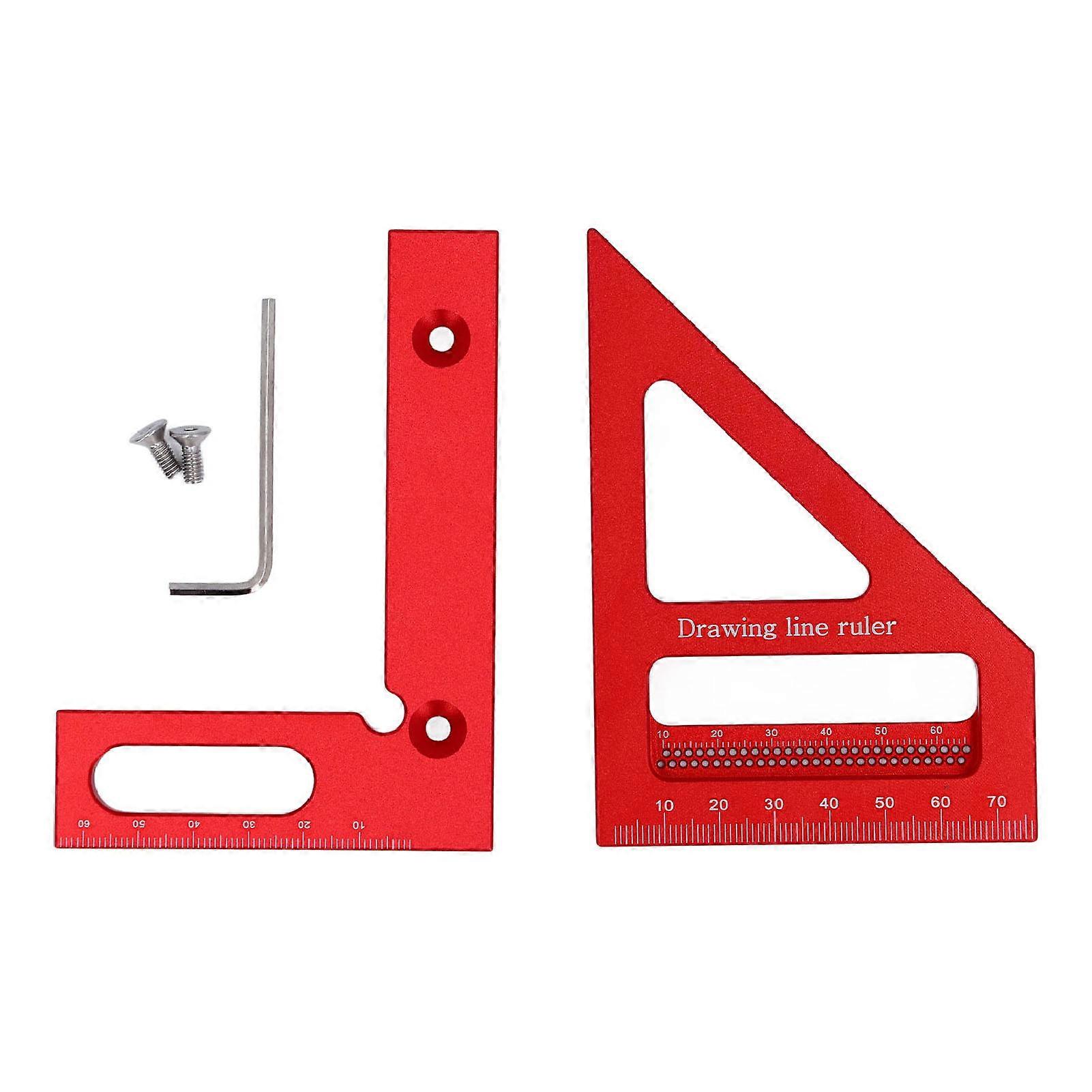 Règle de mesure multi-angle 3D 45/90 degrés en alliage d'aluminium, rapporteur d'angle, règle triangulaire pour le travail du bois