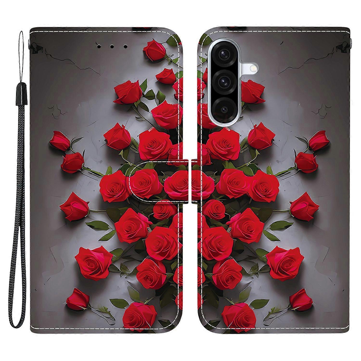 For Samsung Galaxy A36 5G Leather Case Stand Wallet Pattern Printing Phone Cover with Wrist Strap