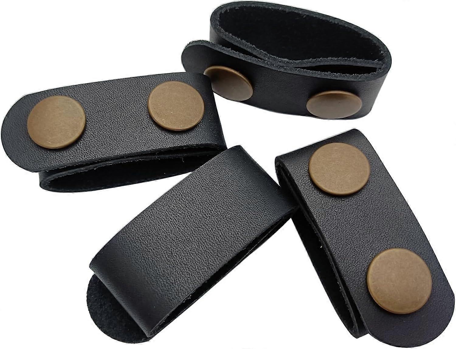 4PCS leather Heavy Duty Belt Keeper Double Snaps Tactical Belt Buckle for 2inch Wide Outdoor Sports Belt Fixing