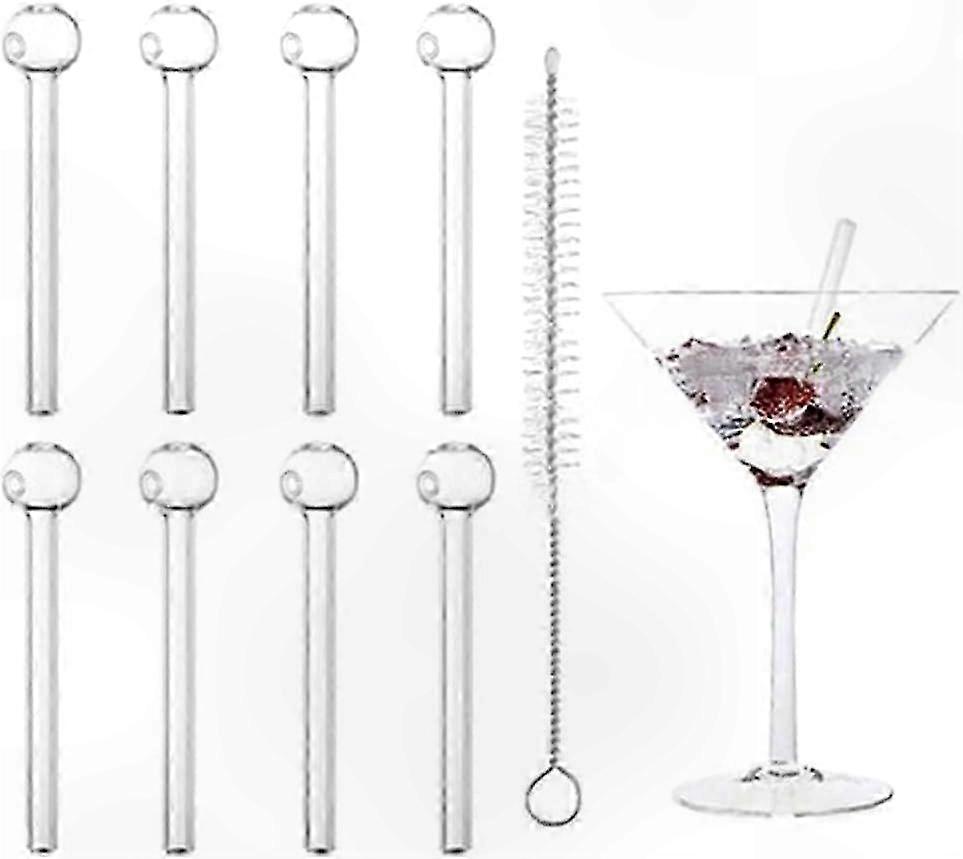 8-Pack Reusable Glass Straws with Cleaning Brush for Everyday Drinks