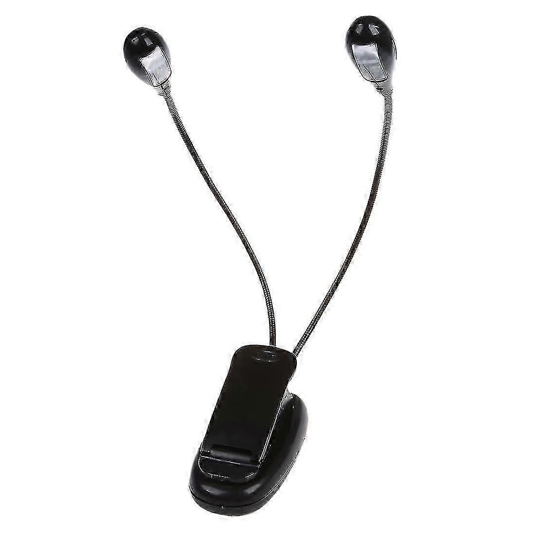 Adjustable Goosenecks 2 Dual Flexible Arms 4 Led Clip-on Light Lamp For Piano Music Stand Bookj