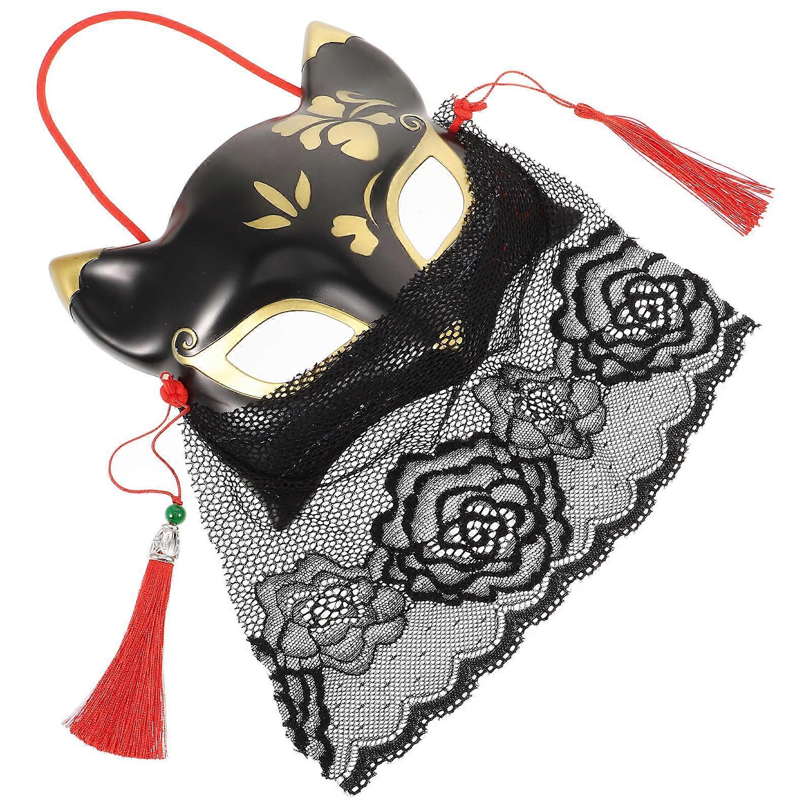 Decorative Fox Mask For Masquerade Ball Halloween Costume Multi Color Half Face Design 1Set