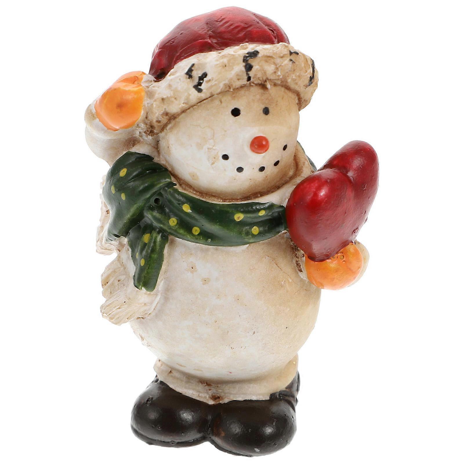 Snowman Decoration Resin Ornament for 2Pcs Xmas Tabletop Decor