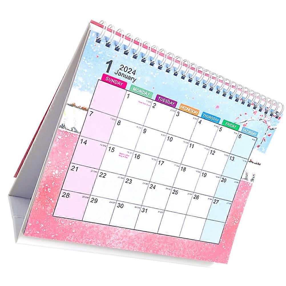 Desk Calendar Yearly Calendar Perpetual Design Home Use 23x20cm Pink 1Pcs