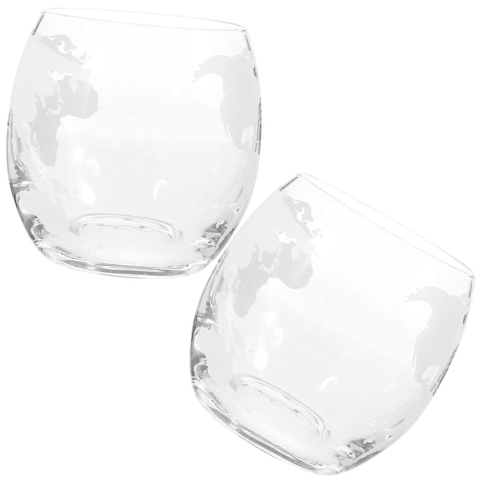 Transparent Glass Cup Map Printing Glasses for Beverage Drinking 8Pcs