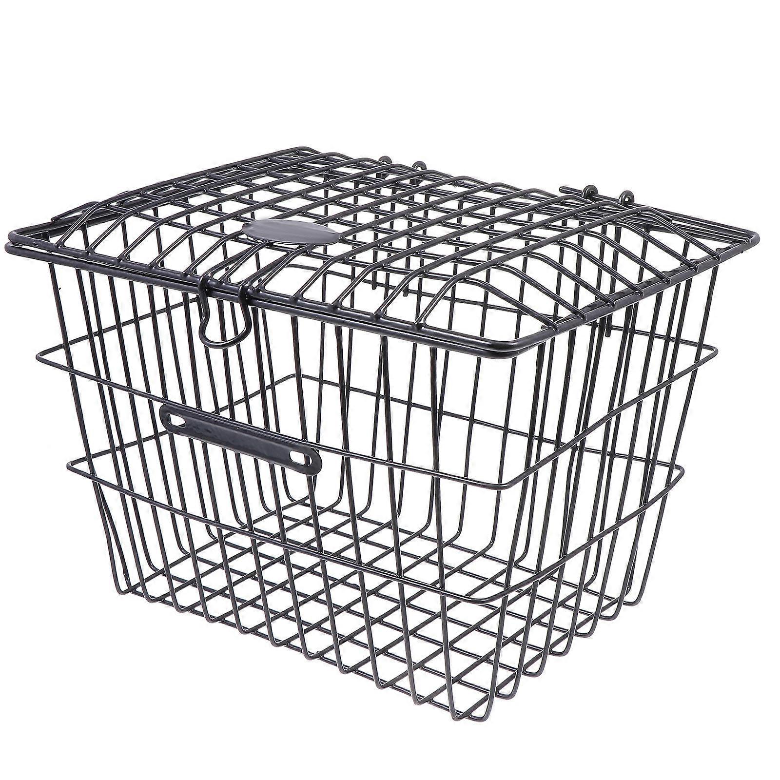 Bike Gadget 1Pc Durable Mountain Bike Storage Holder Black Basket For Daily Use Cyclists 37x26cm