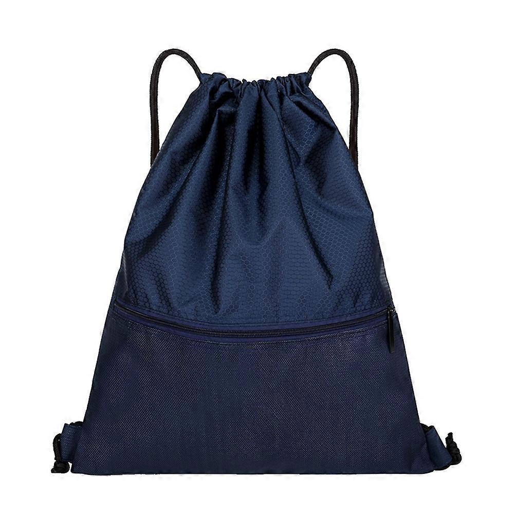 Nylon Drawstring Bag Waterproof Backpack for Sports Use 3Pcs Dark Blue