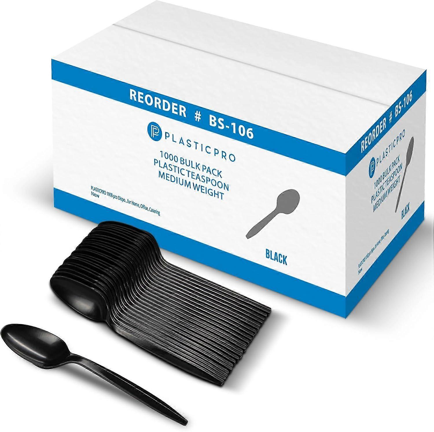 2025 Latest Model 1000 pcs Disposable Plastic Tea Spoons Bulk Pack Black Plastic