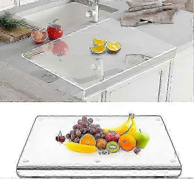 Clear Acrylic Cutting Board, 40 x 30 cm, with Stop Edge, Heat and Scratch Resistant (Transparent Color)