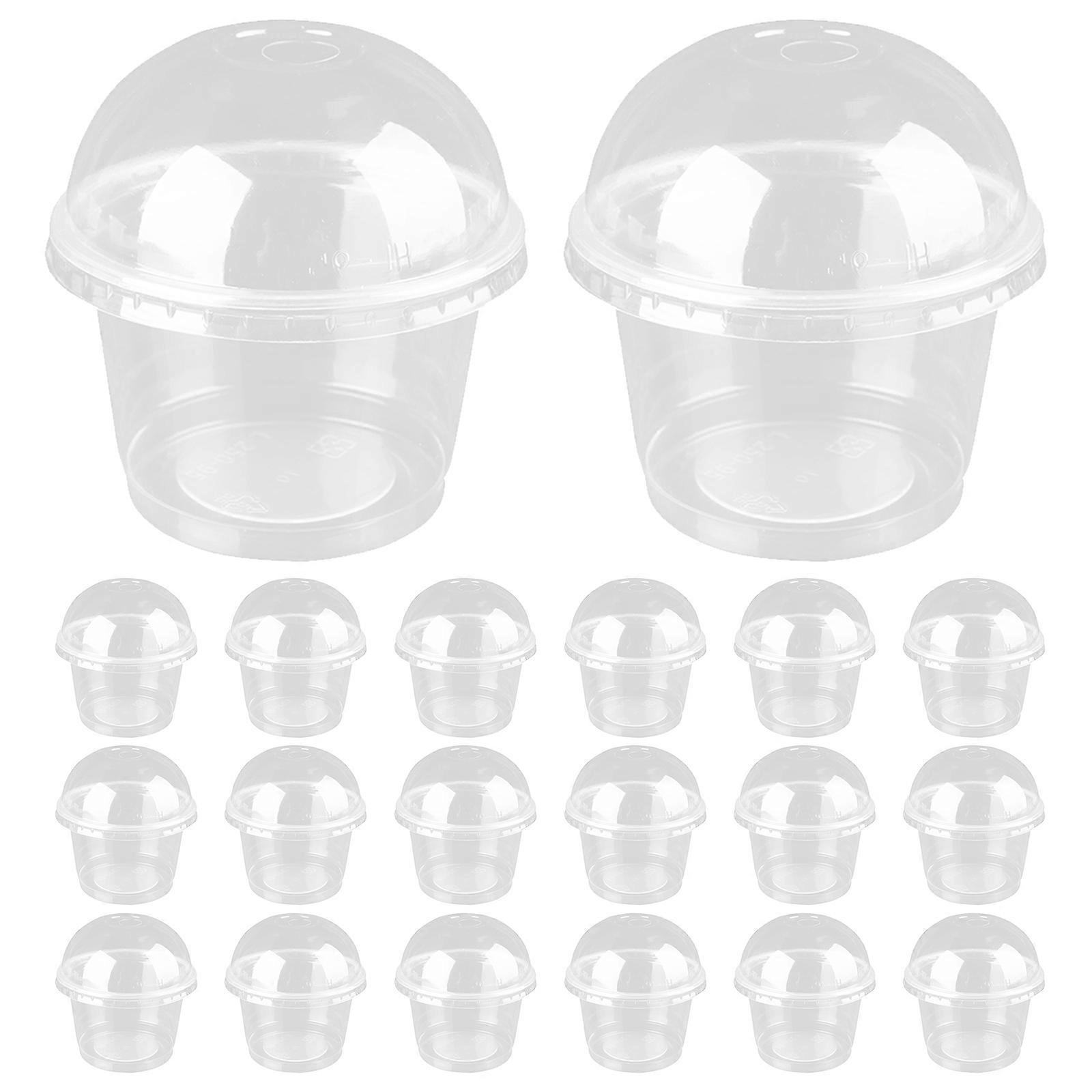 Dessert Cups 20Pcs Plastic Transparent Pudding Cups with Debris-Blocking Lids for Kitchen Use