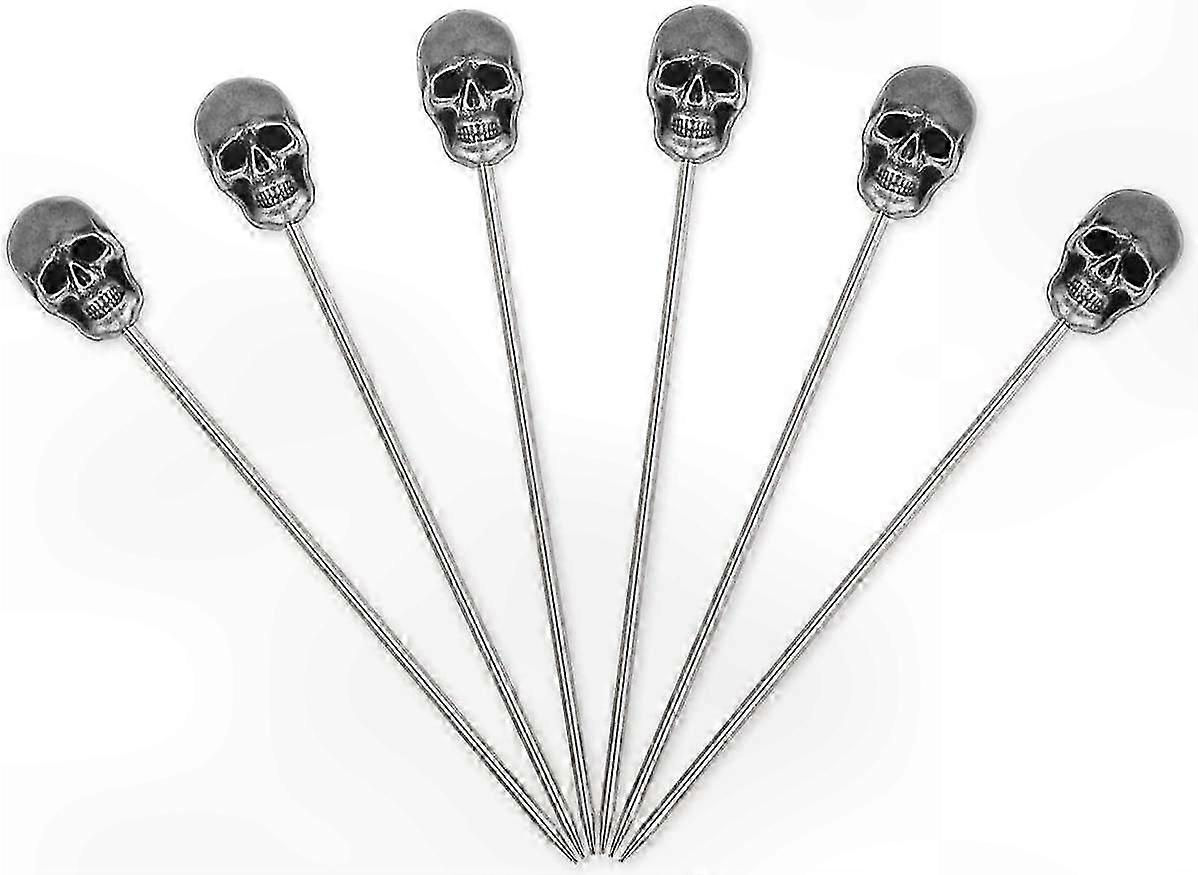 Reusable Stainless Steel Picks with Skull Motif - Ideal for Fruit, Olives, and Appetizers at Halloween Gatherings