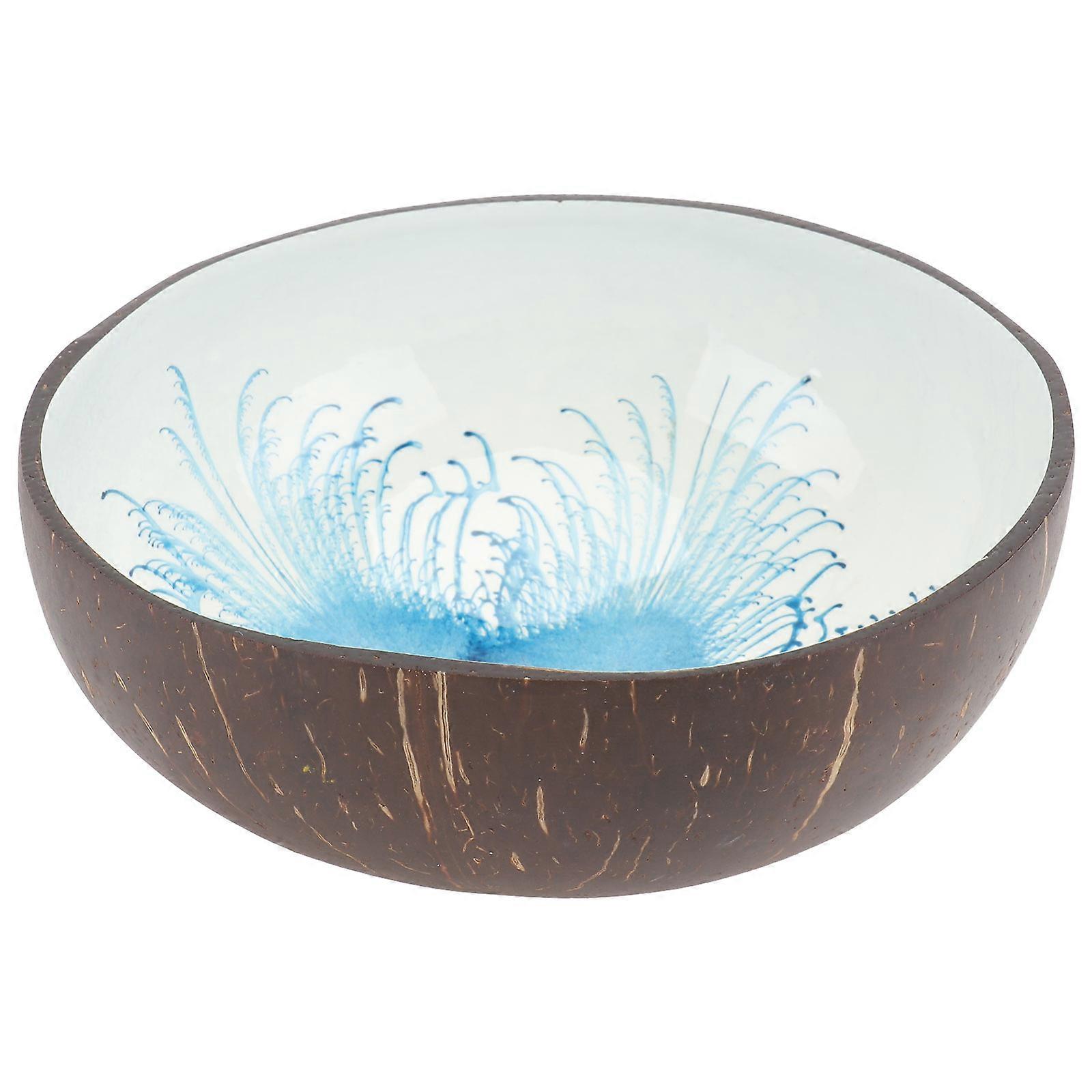 Key Storage Bowl 1Pcs Blue Unique Pattern Coconut Shell Bowl for Storage Use Home Decor