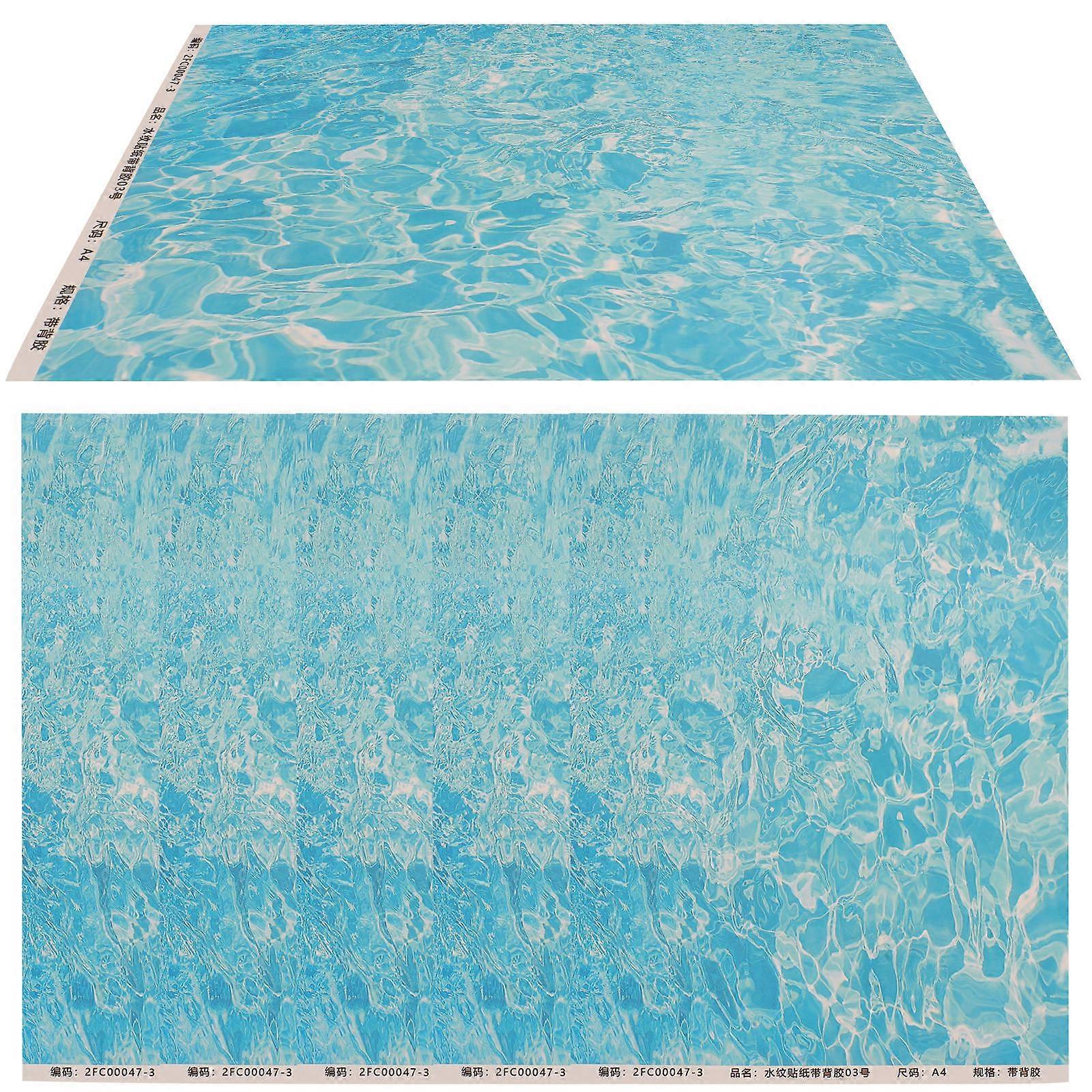 18 Pcs Water Pattern Adhesive Sticker Rectangular Surface For Sand Table Decoration Sky-Blue Design Suitable For Homeowners