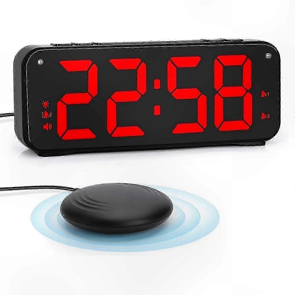 Large Display Alarm Clock with Dual Alerts and Vibrating Bed Shaker for Bedroom Use