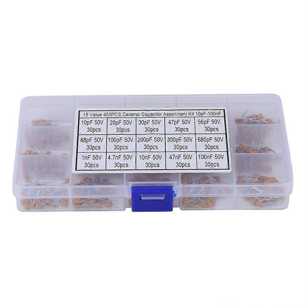 450pcs 15 Value 10pF100nF Multi layer Ceramic Capacitor Assortment Kit With Box