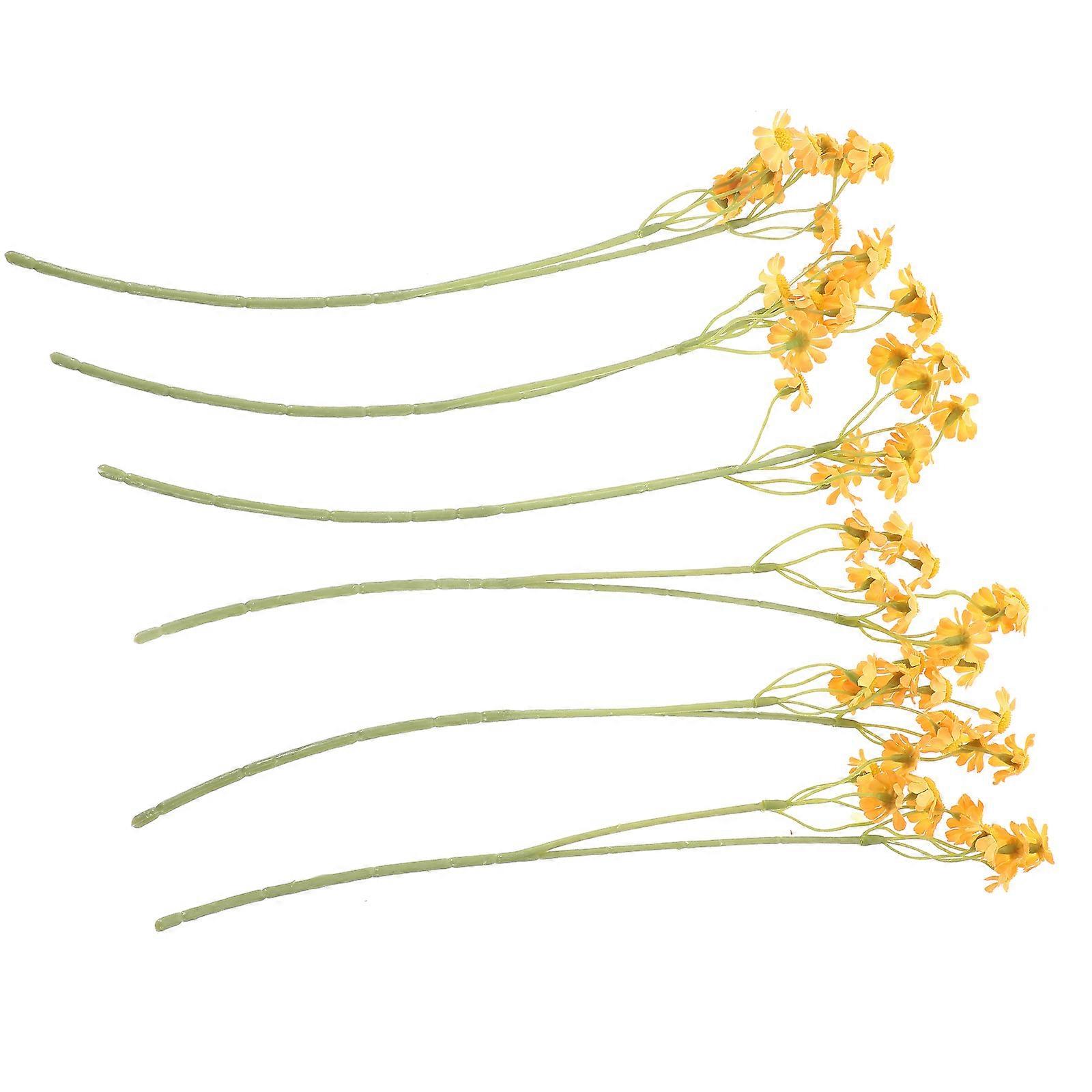 Orange Artificial Flower for Decoration Simulated Chamomile Bouquet 5 Bunches