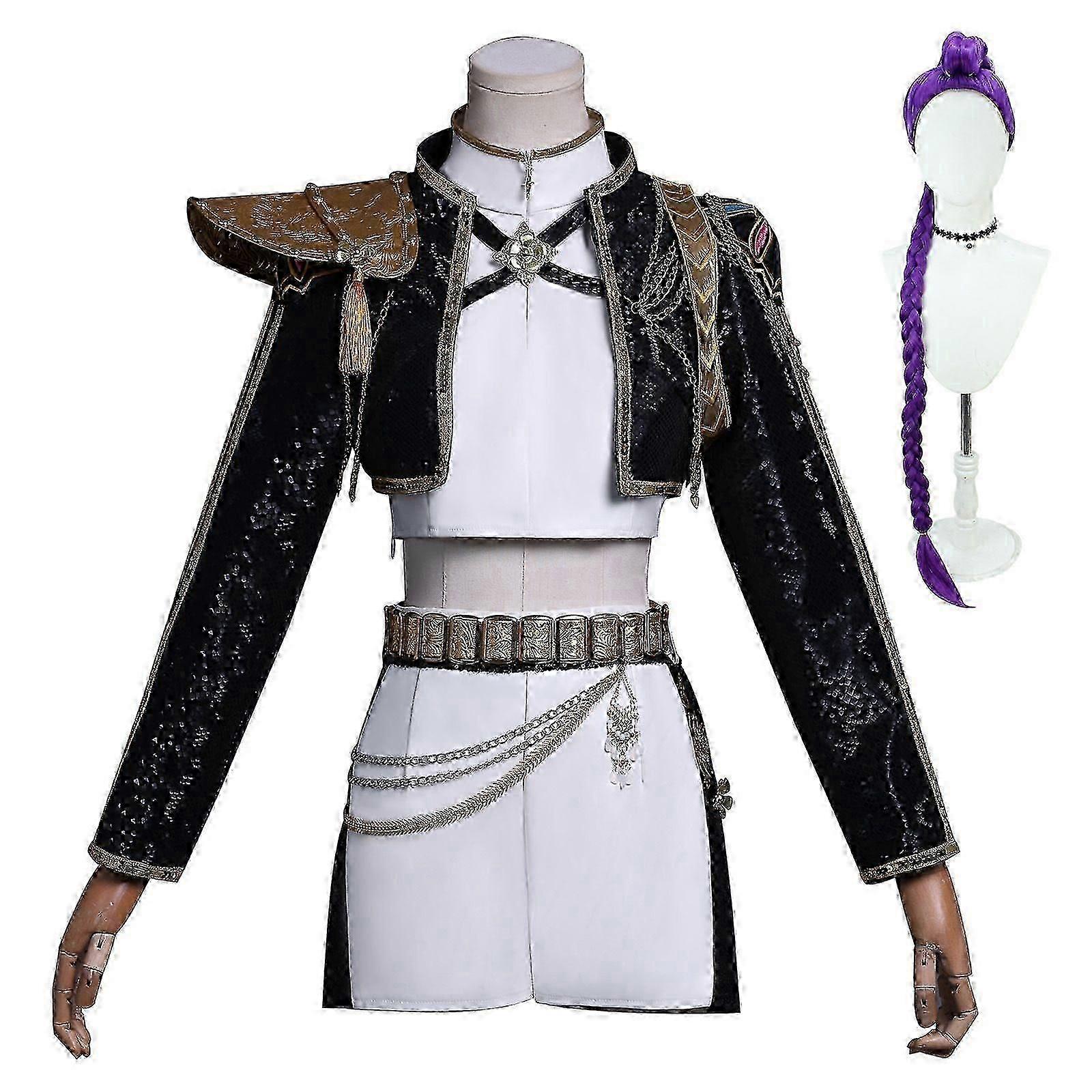 Kpop デーモンハンターズルミコスプレコスチュームセットハロウィンパーティーファンシードレスレディースブラック_c