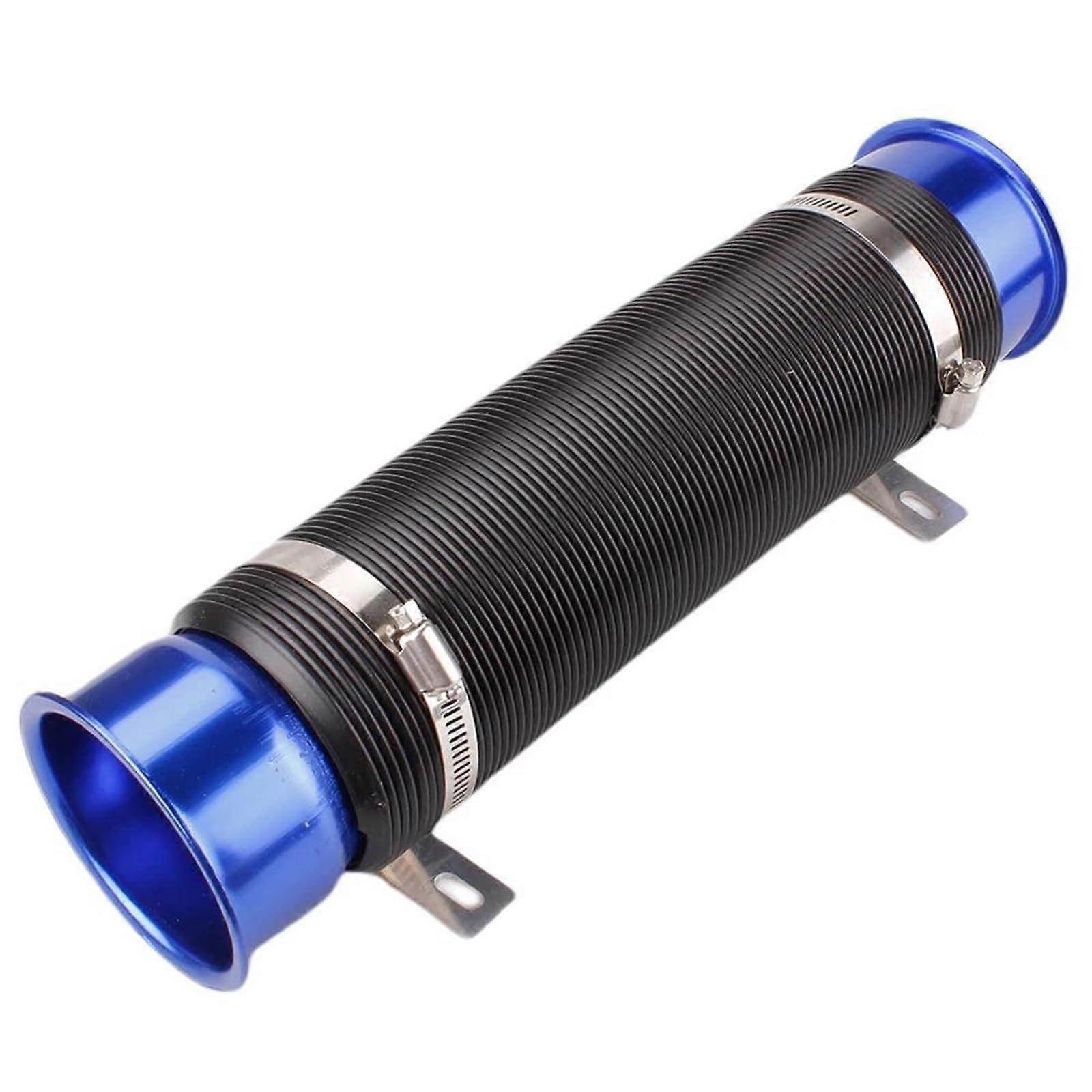 Air Intake Filter 76mm Car Cold Air Turbo Inlet Pipe Adjustable Flexible Duct Hose Blue
