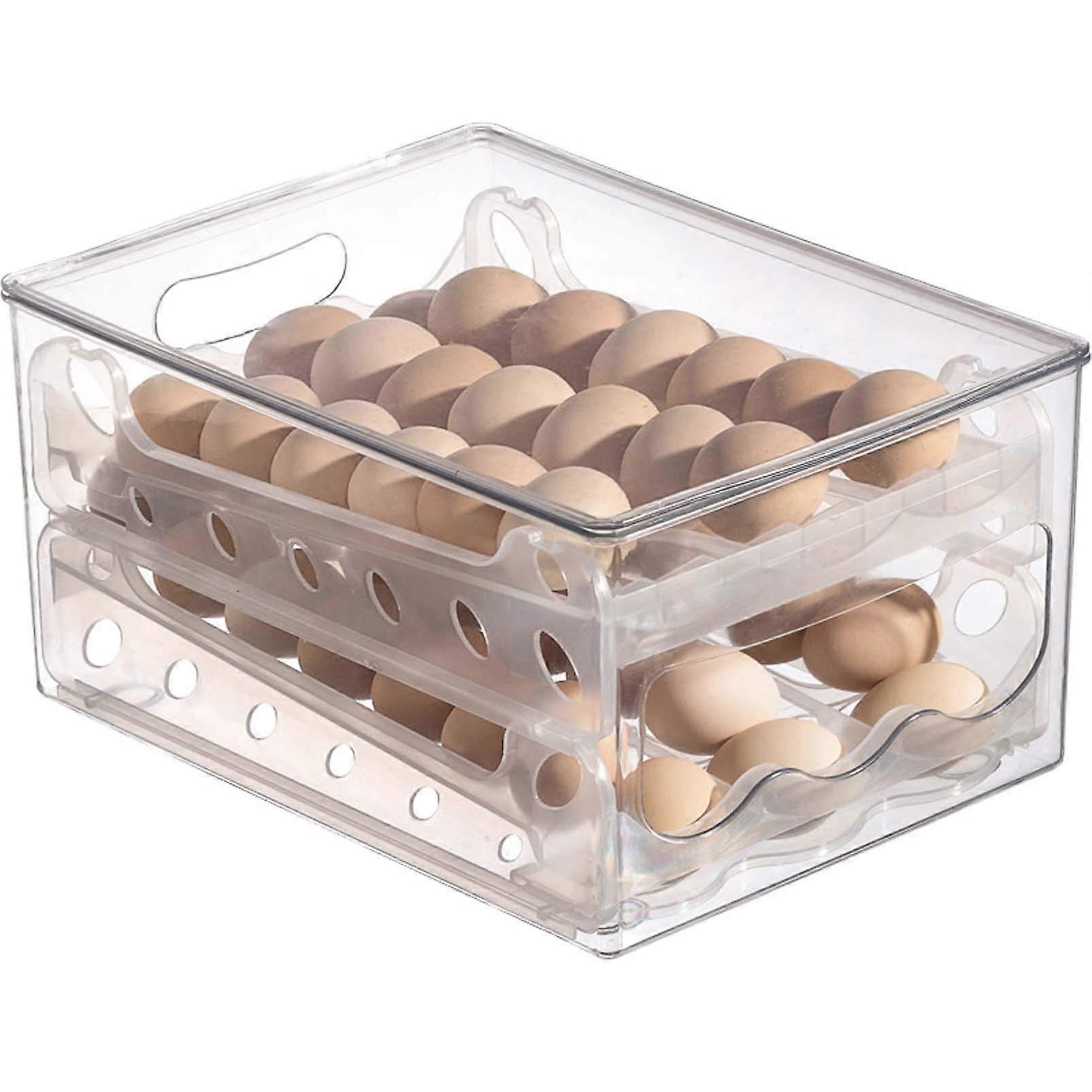 Egg Storage Box 34/60 Grid Refrigerator Organizer, Transparent Kitchen Storage Container, Egg Box Shelf Model B