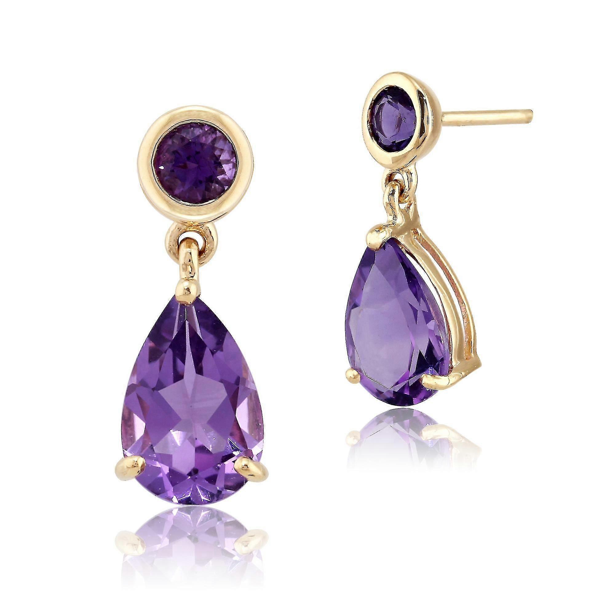 Boucles d’oreilles classiques pear amethyst drop en 9ct Or jaune 25392