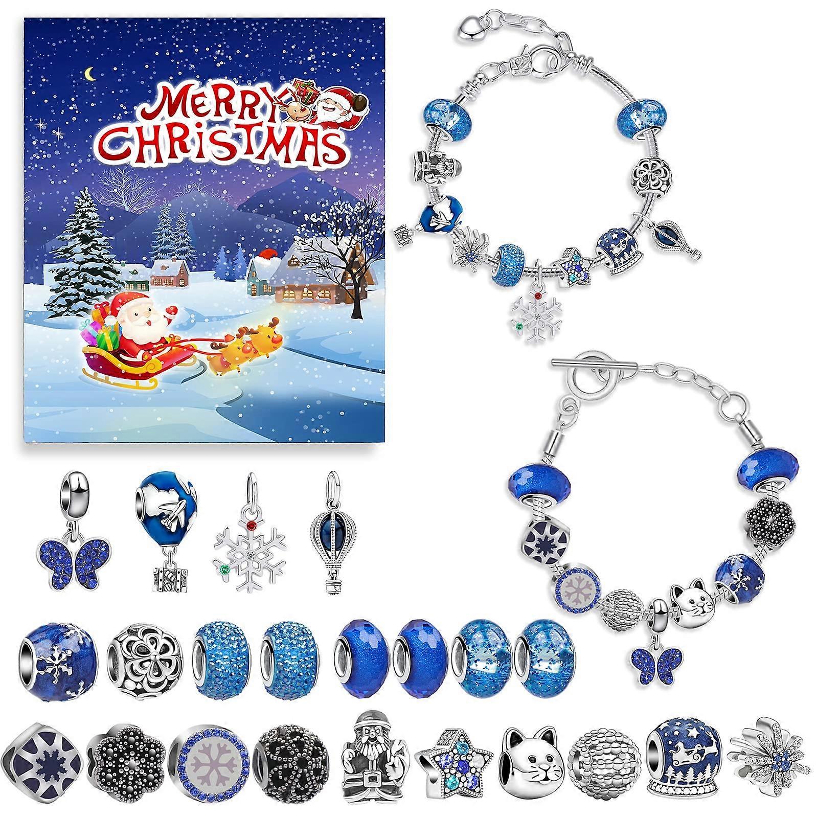 ZENGO 2023 Christmas Countdown Calendar Bracelets Set, DIY 24 Days Christmas Jewelry Advent Calendar, 2022 New Charm Bracelet Advent Calendar
