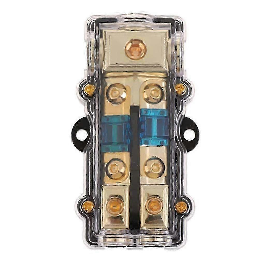 Power Distribution Block (2 Way) 4/8 AWG Gauge Fuse Holder Distribution Block 4 Gauge in to (2) 8 Gauge Out Hwy