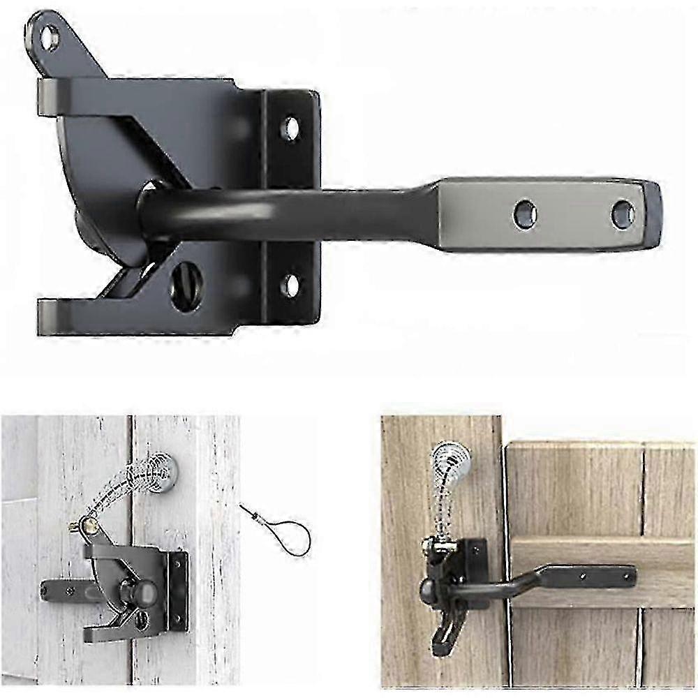 Locking Gate Gravity Door Latch Automatic Gate Latch for Metal Wooden Fences Stainless Steel Spring Loaded with Adjustable Gate Latch Longer Fasteners