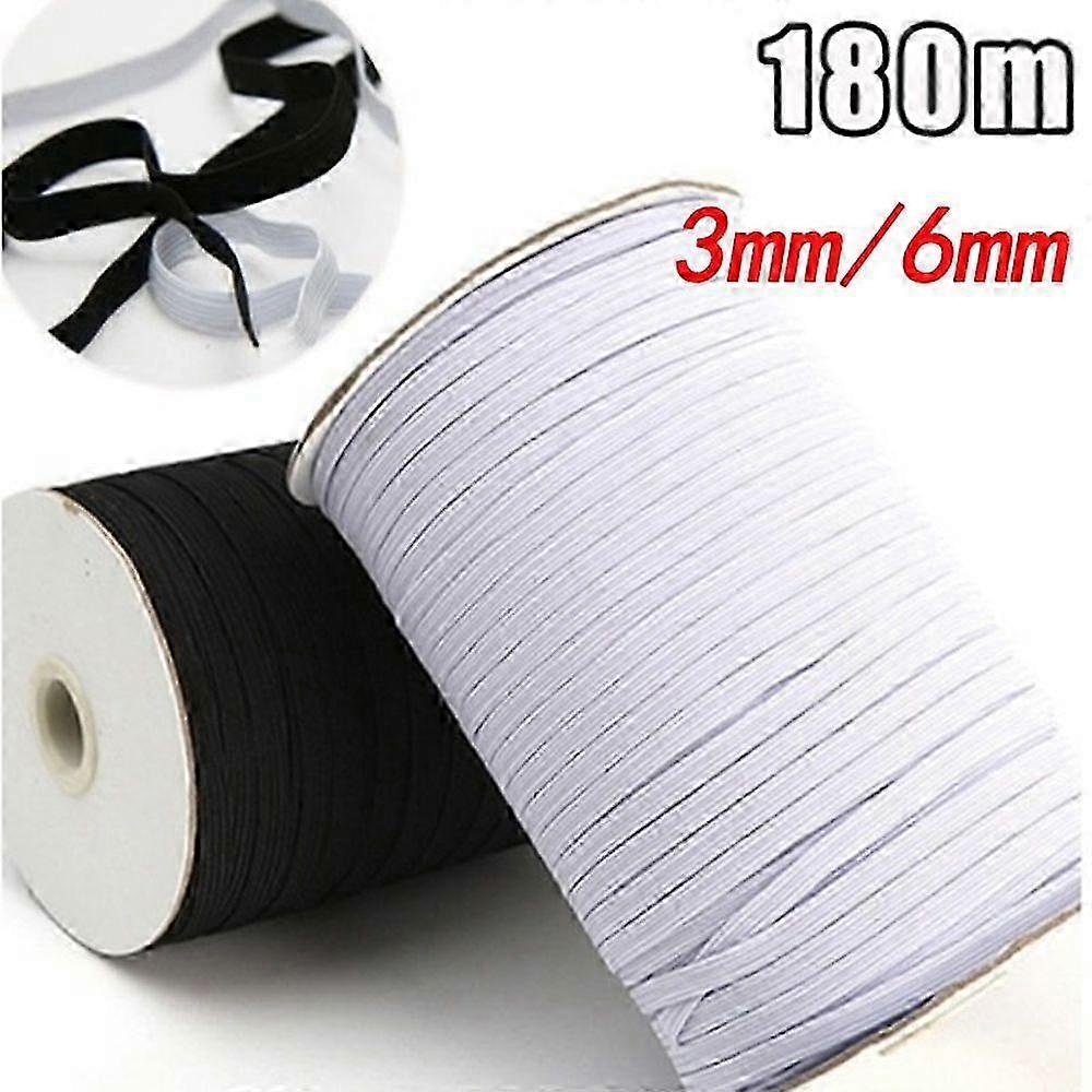 25-26 HJYang 180m/90m 3/5/6mm DIY Rope Flat Rubber Elastic Bands for Face Mask Width Elastic Cord for Crafts Elastic Rope Ribbon Sewing JMW