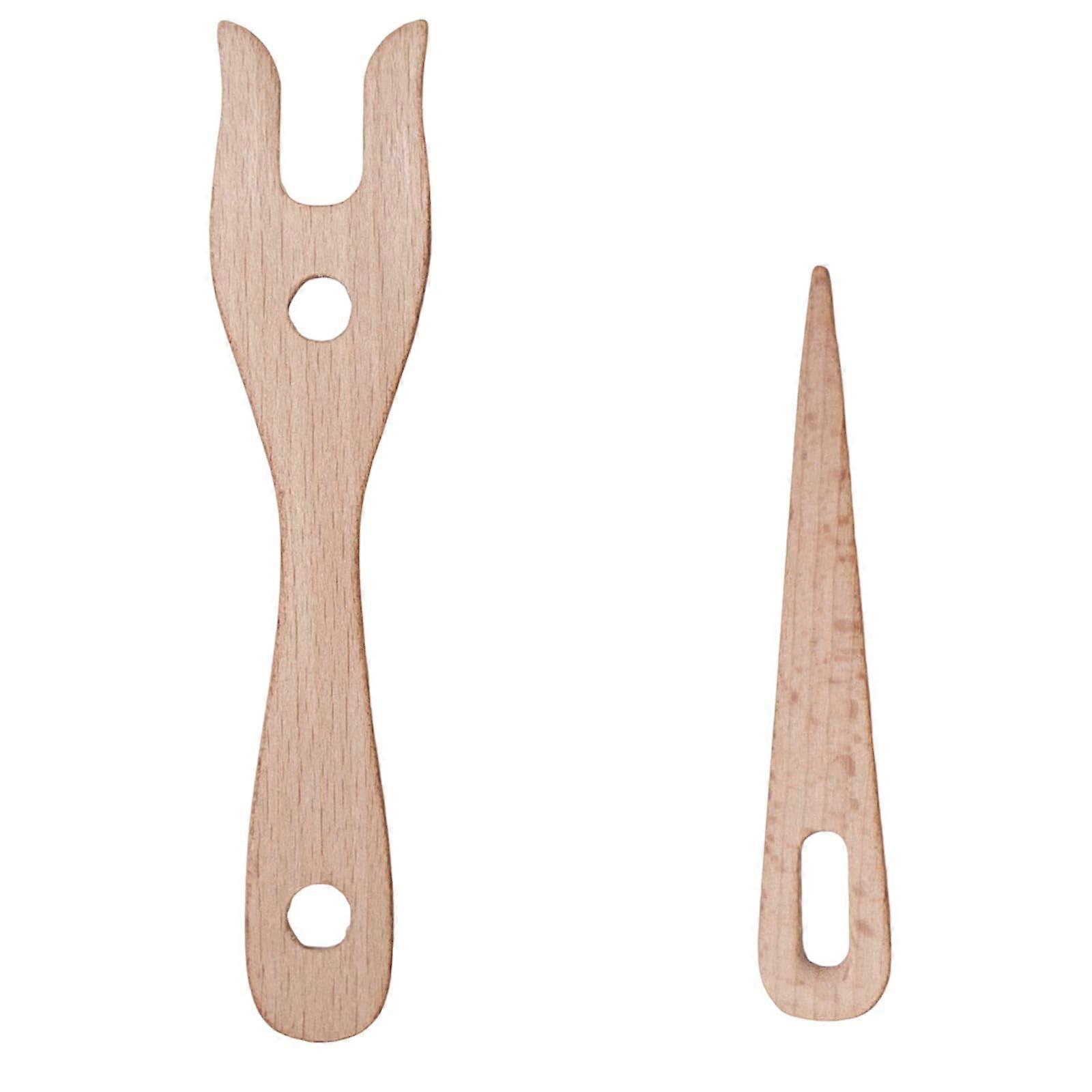 Wooden Knitting Fork Set Of 2, Hand Braiding Tools, Durable Wood Knitting Fork For Crafting And Weaving Projects