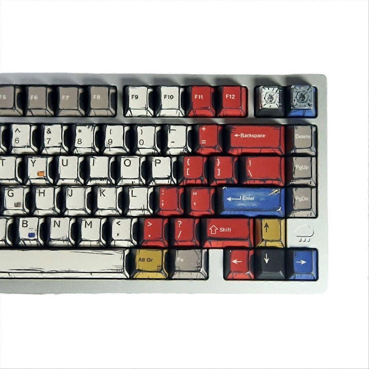 PBT Comic Style Keycaps Cherry Profile 141 Keys Keycaps Set Suitable Cherry MX Switches for Mechanical Keyboard