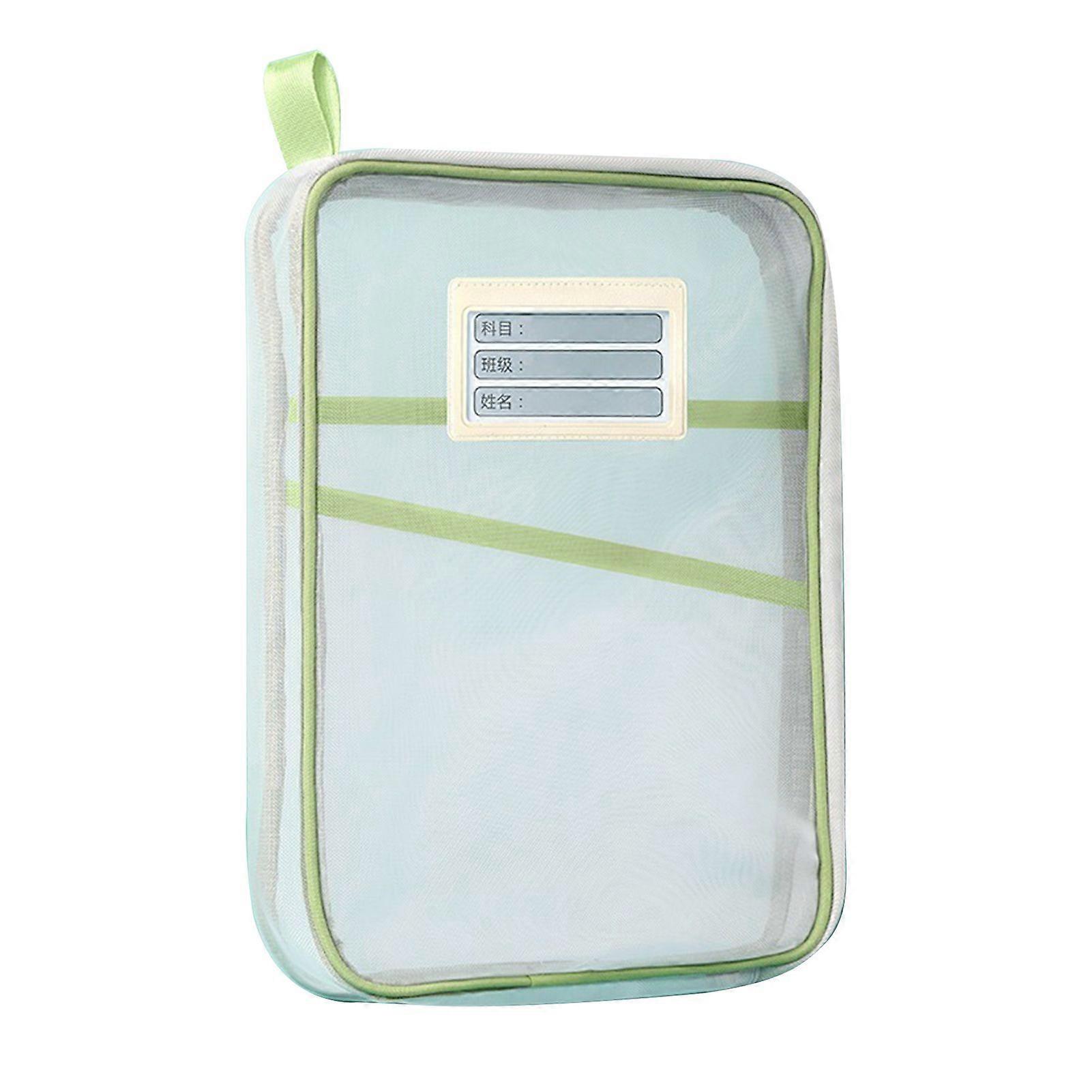 Jikaixiang Mesh Zipper Pouch File Bag A4 Letter Size 3-Layer Transparent File Bag with Handle Document Organizer for School Travel Office